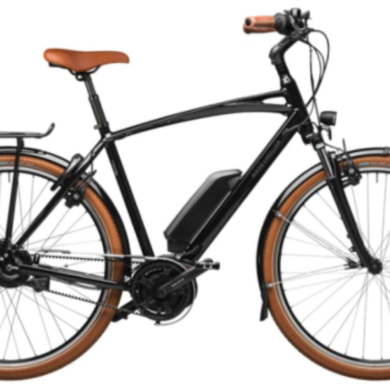 Riese & Müller e-bike med batteri foran/over krank & fastmonteret Bosch cykelcomputer